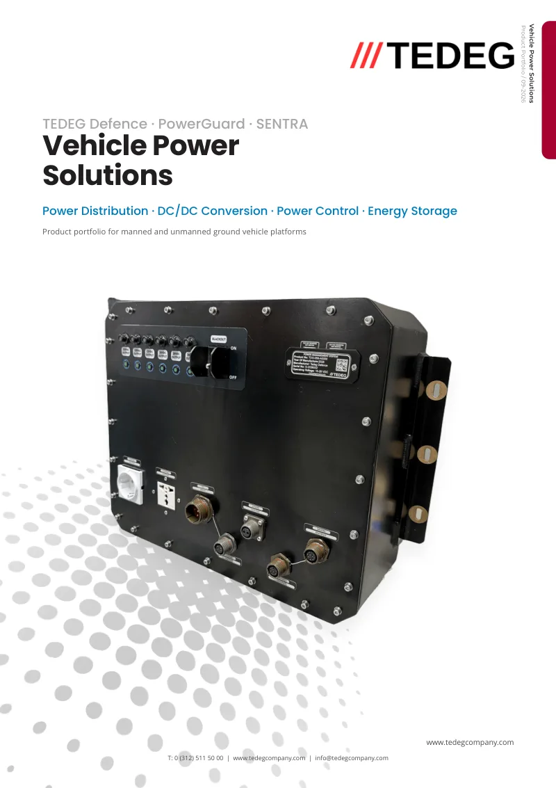 Portada del portafolio de productos TEDEG Vehicle Power Solutions