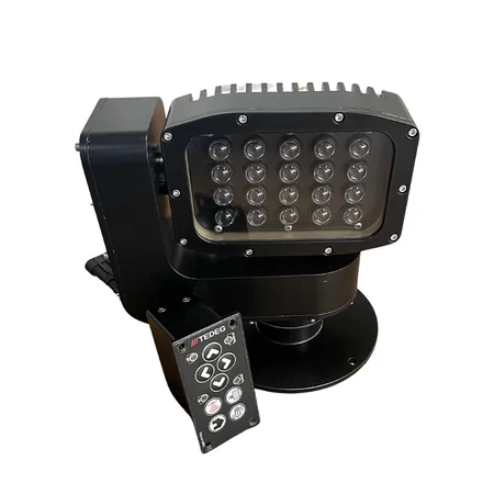 Önünde duran uzaktan kumanda ünitesiyle T-Light Searchlight — 4 yönlü hareket, beyaz / IR ve home butonları