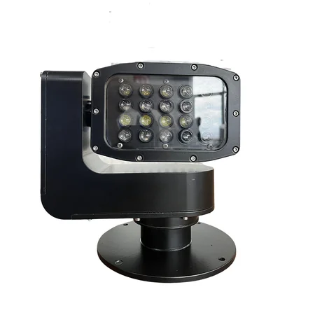 T-Light Searchlight — L biçimli pan-tilt çatal üzerindeki LED dizisi ve yuvarlak taban, soldan ön görünüm