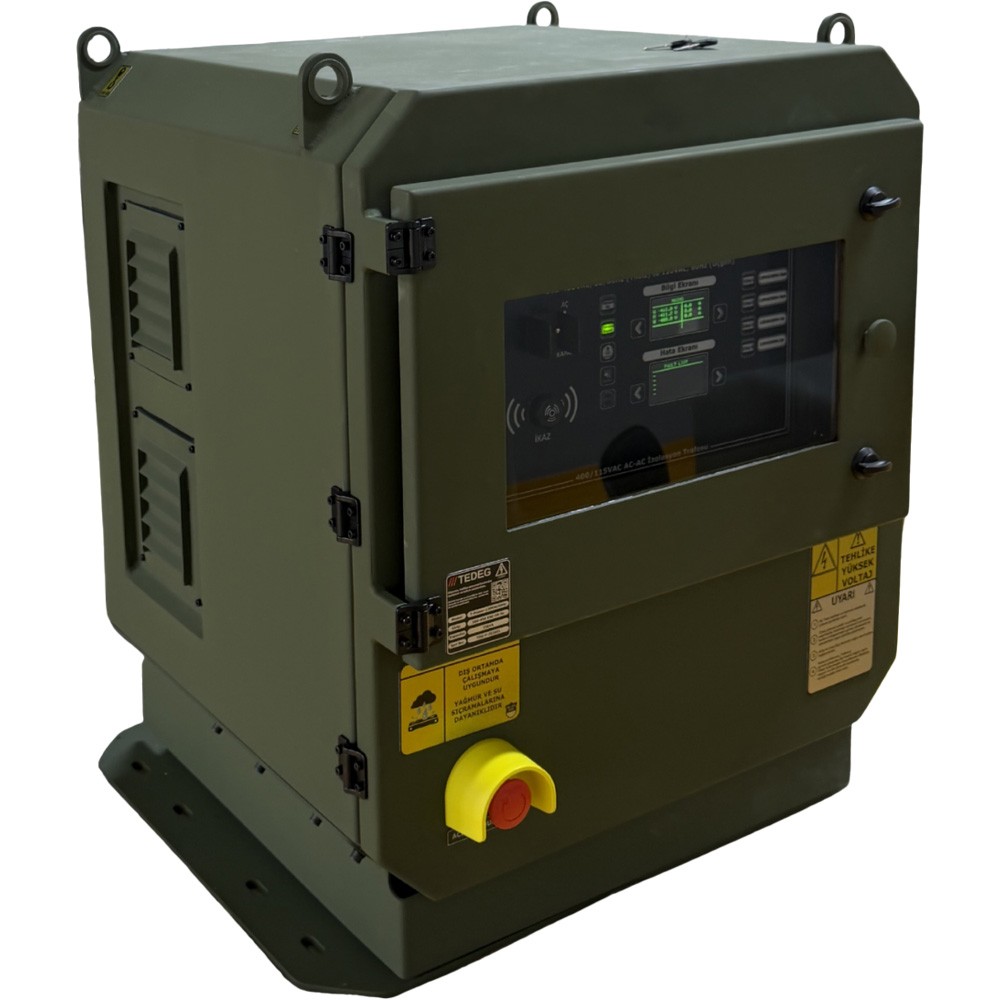 PowerGuard 400/115 VAC AC-AC Military Inverter Front Angle PowerGuard 400/115 VAC AC-AC military inverter front angle